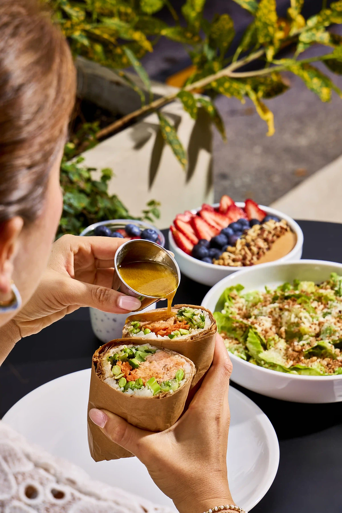 Fresh salad and grains