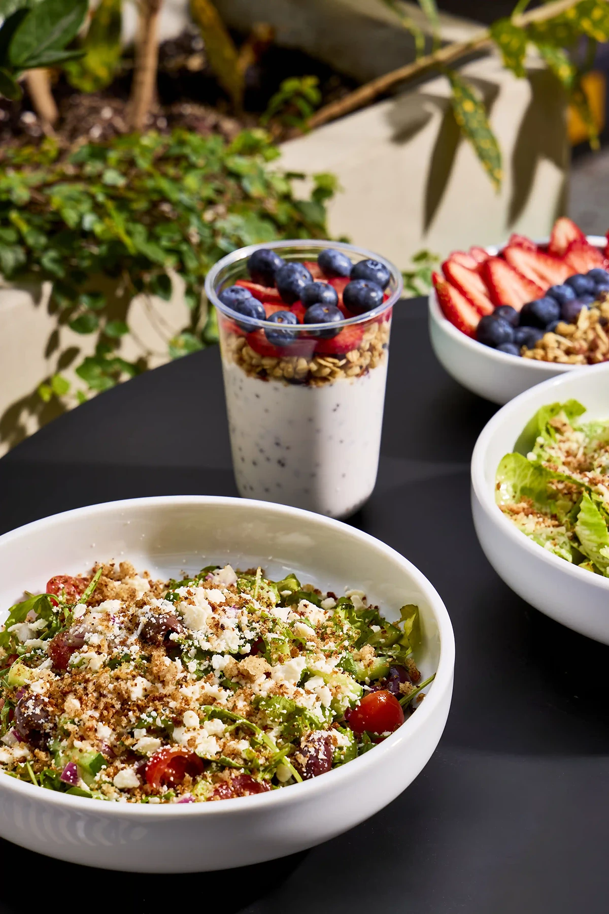 Colorful grain bowl with fresh toppings