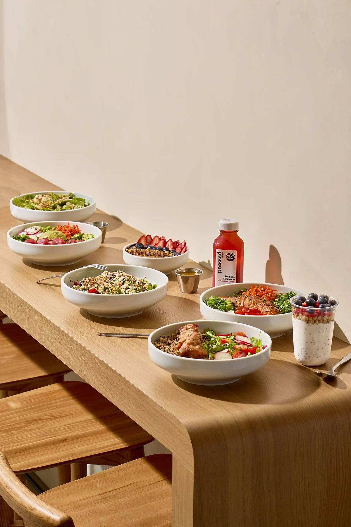 Healthy bowls on counter